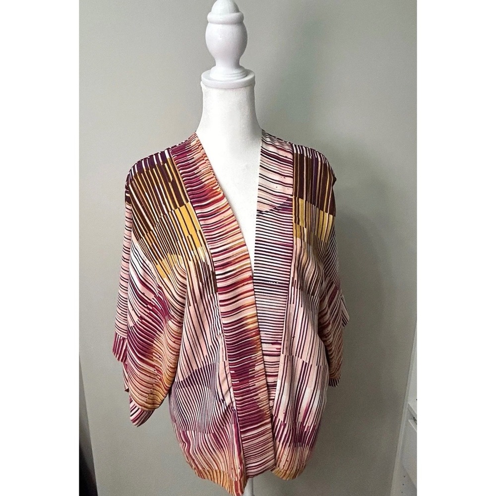Cabi Women's XS Open Front Kimono Cardigan Multicolor Striped Dolman Sleeve Top